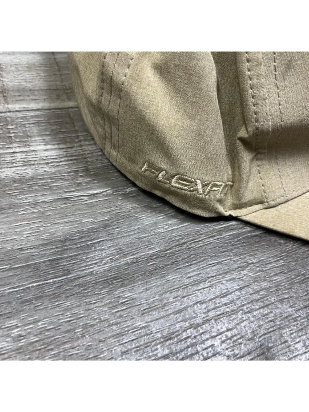 Quicksilver Graphic Embroidered FlexFit Fitted Flat Round Bill Hat Sand One Size